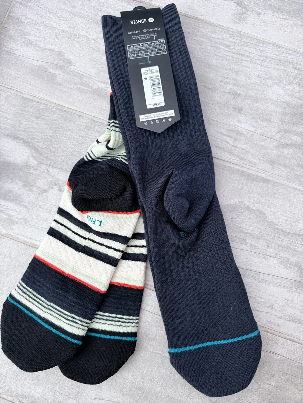 Stance Men’s Casual Crew Socks - Black, White, Red & Teal Accents